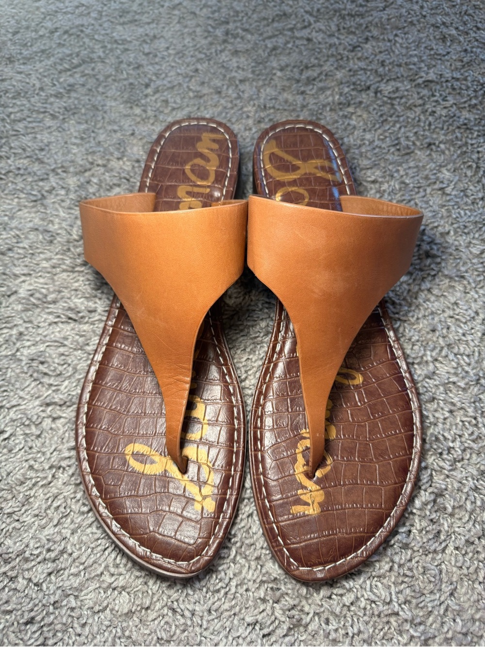 Sam Edelman Block Heel Thong Sandals/Flip Flops, Light Brown/Tan, Sz 11